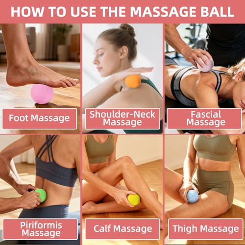 Massage Lacrosse Balls 2 Pack, Rubber Trigger Point Therapy Balls for Deep Tissue Myofascial Release, Plantar Fasciitis & Muscle Soreness Relief, Portable Pain Relief Tool (Purple and Blue) - color: Purple and Blue