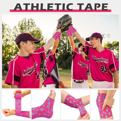 TrelaCo 1 Pcs Cross Wrist Tape Christian Athletic Tape, Rose Red - color: Rose Red