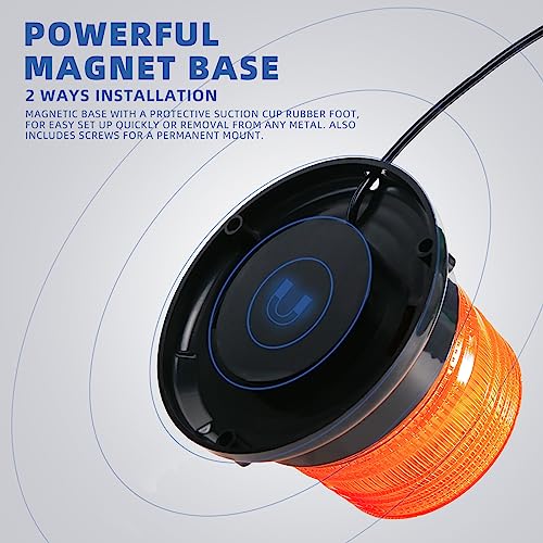 Amber Rooftop Beacon Strobe Lights w/Magnetic Base, 1-Pcs - color: 1× Amber