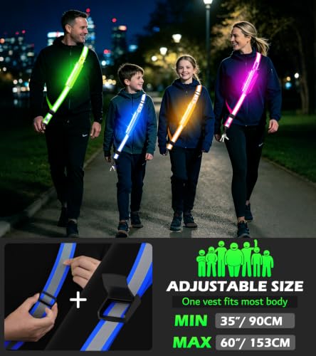 Ylzzrs LED Belt Reflective Sash for Walking at Night,High Visibility Adjustable Night Running Safety Gear,Light Up Running Belt Reflective Gear with Phone Bag/Armband for Runners Walkers Men Women - color: Blue