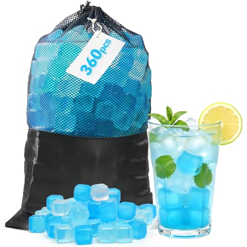360 Pack Reusable Ice Cubes, Refreezable Plastic Ice Cubes - color: blue and white