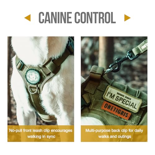 OneTigris Tactical Dog Harness with Handle No-Pull Adjustable for Small Dog - color: Green, size: XX-Small