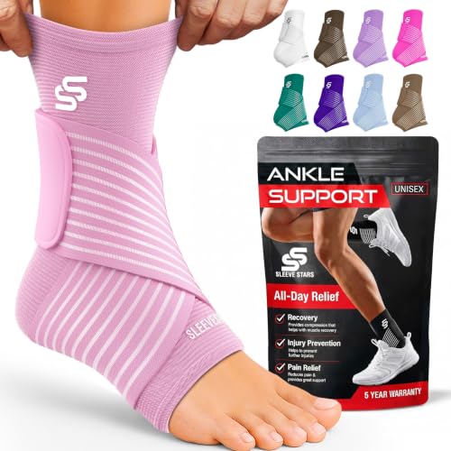 Sleeve Stars Ankle Brace Men & Women Support (Single/S:9"-10"/Baby Pink) - color: Baby Pink, size: Small