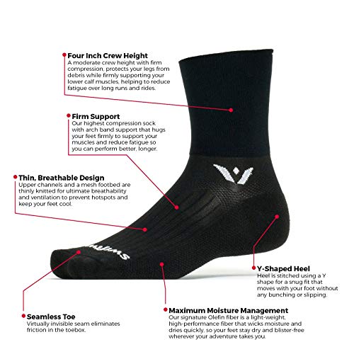 Swiftwick- ASPIRE (3 Pairs) Quarter Crew Cycling & Trail Running Socks, Compression Fit - color: White, size: Small