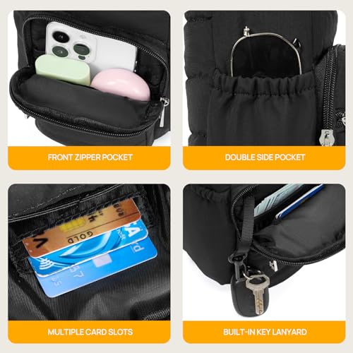 Telena Water Bottle Holder with Strap RFID Crossbody Bags for Women - color: Black