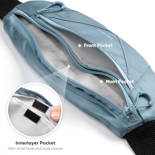 VULKIT Casual Lightweight Fanny Pack for Women & Men, Outdoor Belt Bag to Free Your Hands, Nylon Waterproof Waist Bag with Adjustable Elastic Band, Small Slim Fit Fashion Waist Pack, Blue - color: Blue