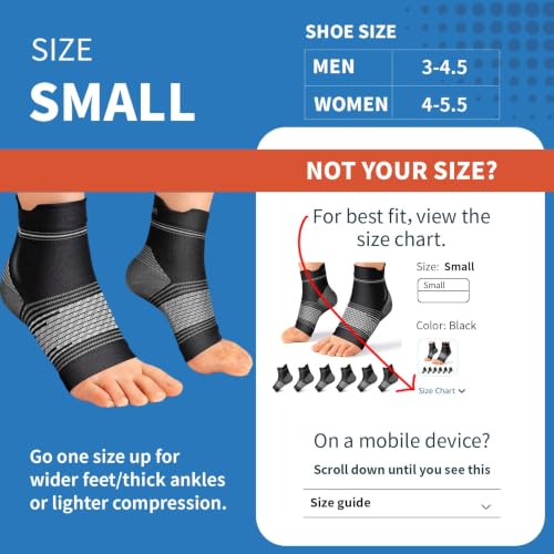 PAPLUS 6 Pairs Plantar Fasciitis Socks, Compression Socks with Arch Support - color: Black, size: Small (6 Pair)