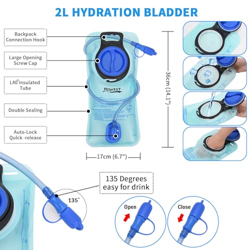 Roptat Hydration Backpack Pack with 2L Hydration Bladder - Lightweight Water Backpack Water Pouch for Women Men Running Riding Biking Music Festival