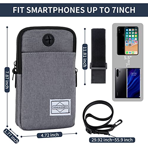 HOTEMIA Cell Phone Purse Waist Pack Bag Travel Crossbody Bag Wristband Sport Armband Wallet with Removable Shoulder Strap (Light Grey) - color: Light Grey
