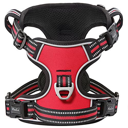 HEELE Dog Harness, Neck Release, No Pull Front Clip Vest, Reflective Red S - color: Lock Red, size: S (Pack of 1)