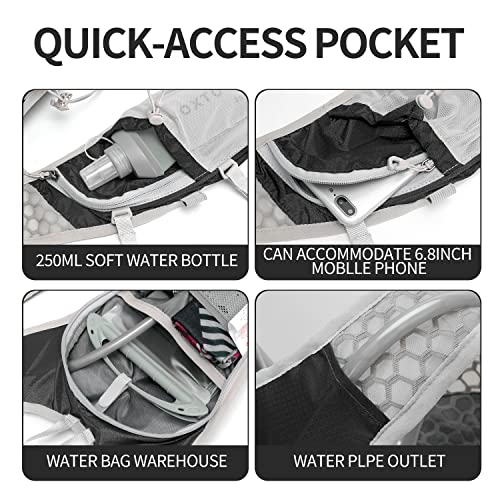 IX INOXTO Hydration Pack Backpack, Lightweight Water Backpack with 2L Hydration Bladder Daypack for Men Women,Running Hydration Vest for Trail Running Hiking Cycling Race Climbing - color: Black grey