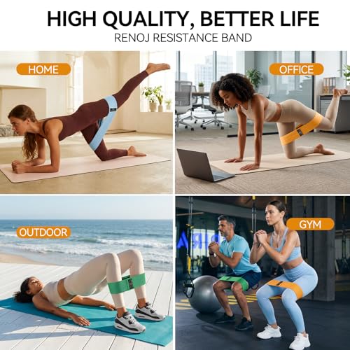 Fabric Resistance Bands for Working Out, 3-Set Exercise Loops for Home Gym - color: Green