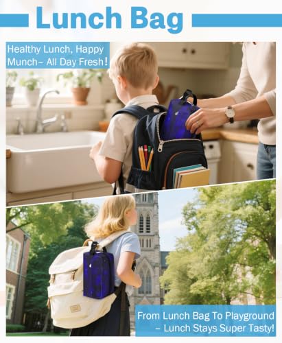 Small Insulated Lunch Bag: Reusable Small Lunch Box, Mini Soft Cooler Bag - color: Starlit Sky