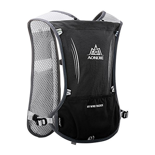 AONIJIE Running Vest Hydration Backpack 5L Unisex Trail Water Lightweight - color: Black and No Water Bladder