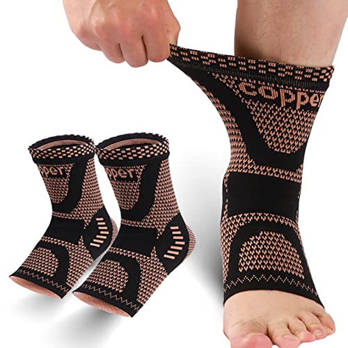 LISEPWU Copper Ankle Brace for Men & Women, Ankle Compression Sleeve 1 Pair - color: Yellow- black, size: X-Large