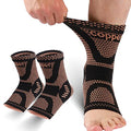 LISEPWU Copper Ankle Brace for Men & Women, Ankle Compression Sleeve 1 Pair - color: Yellow- black, size: Small