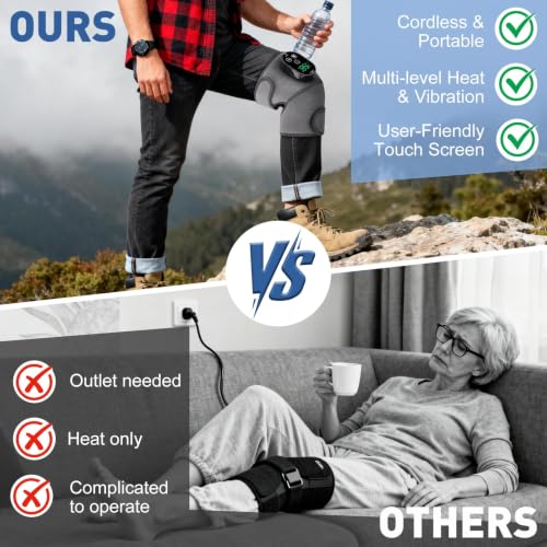 Cordless Knee Massager with Heat, Knee Heating pad for Knee Pain