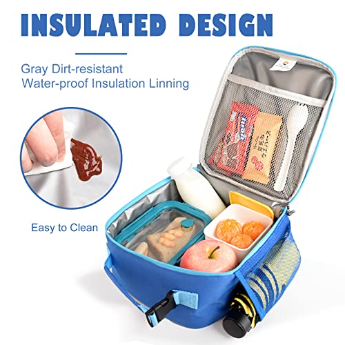 CaCTOUR Lunch Box Kids,2 Packs Insulated Lunch Bag for Girls Boys,Soft Bag Mini Cooler Back to School Thermal Reusable Lunch Bag for Work School Picnic (Blue & Black) - color: Black+Blue