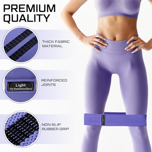 Lenwen 12 Pcs Fabric Resistance Bands Bulk - color: Purple