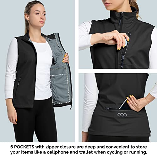 33,000ft Women's Lightweight Running Vest with 6 Pockets for Travel Golf - color: Black-1, size: X-Large