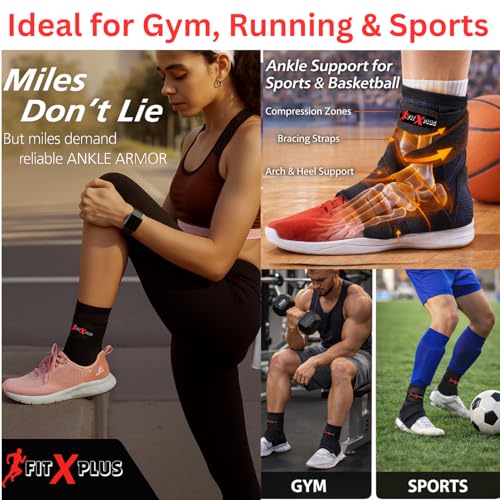 FIT-X-PLUS Small Ankle Brace for Men & Women (Pair) – Compression Ankle Support Sleeve for Sports, Running, Gym, Walking, Workout, Basketball & Daily Activities, Black - size: Small
