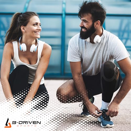B-Driven Sports Full Leg Compression Sleeves, Graduated Compression 20-30mmHg, Thigh to Ankle, Medical Grade, Calf, Knee, Varicose Veins, Running, Sports, Men & Women - 1 Pair - size: Small
