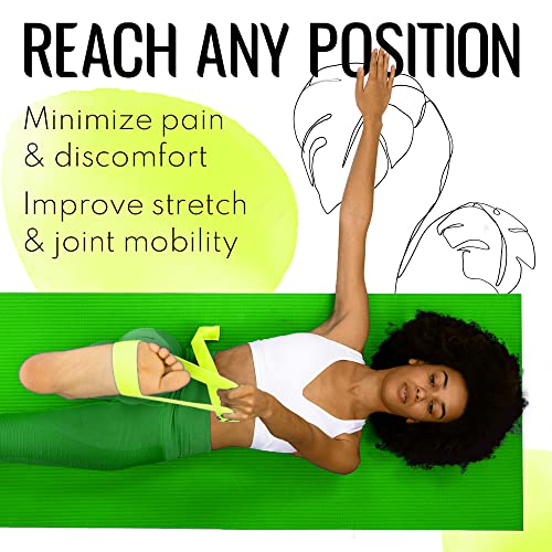 TECEUM 2 IN 1 Yoga & Mat Strap for Stretching – Cotton – 6/8/10 ft - color: Bright Green, size: 8 ft