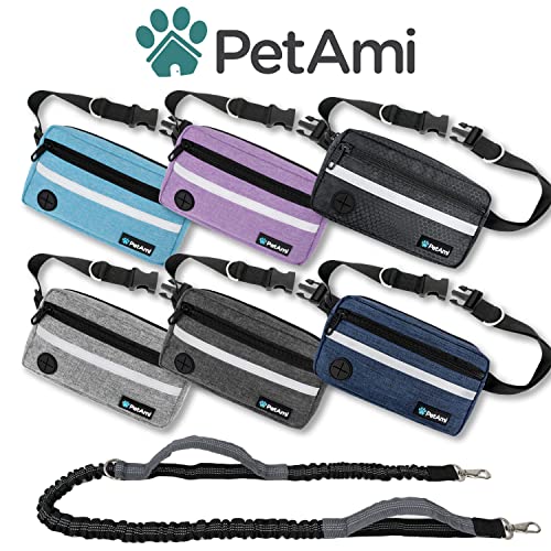 PetAmi Hands Free Dog Leash Waist Belt Bag Fanny Pack, Single, Purple - color: Purple, size: 1 Leash