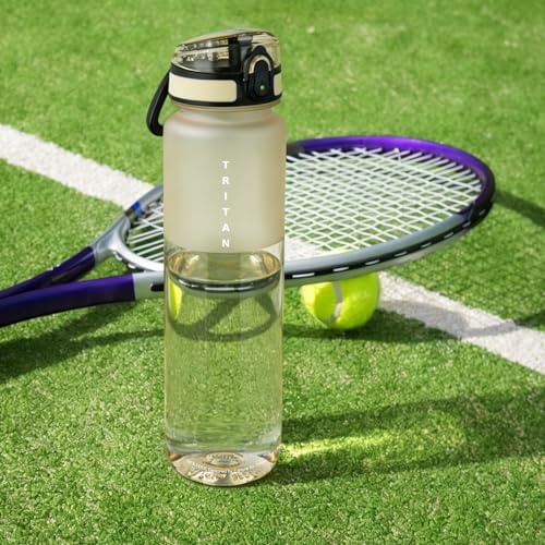 32oz Clear Tritan Water Bottle with Chug Lid - color: Beige