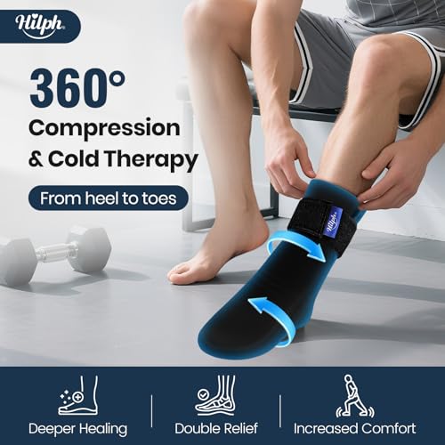 Hilph Ice Pack Sock for Full Foot Pain Relief, Hot Cold Therapy Sock - style: Black