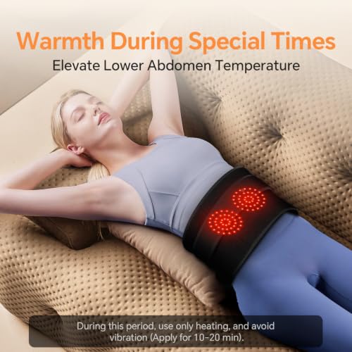 Lower Back Pad with Heat Vibration 3 Levels Adjustable Gifts for Parents - color: Black
