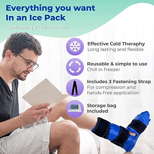 Foot and Ankle Gel Pack - Reusable Gel Ice Pack with Elastic Fastener - Cold Packs for Post-Surgery or Sport Injuries, Flexible Ice Packs - Foot Wrap and Ankle Ice Pack Wrap Compression - 1 Pack Blue - style: Ankle Gel Ice Pack