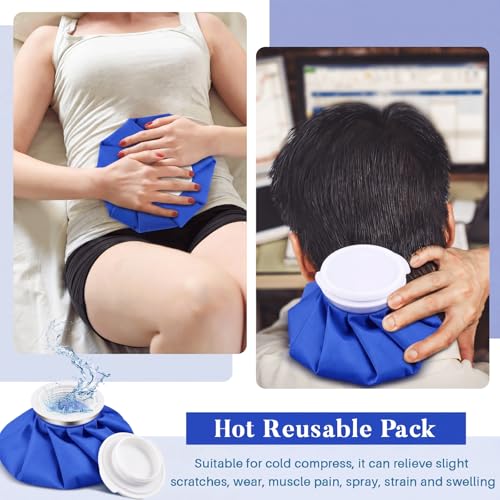 Honoson Reusable Ice Bags for Injuries 2 Pack, 6” Hot & Cold Ice Packs, Leak Proof Cold Compress for Pain Relief, Swelling, Sprains, Headache, Fever & Summer Cooling Relief, Toothache(Deep Blue) - color: Deep Blue