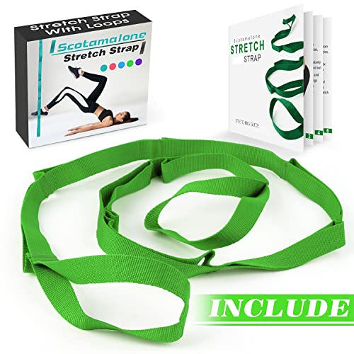 Scotamalone Stretching Yoga Strap Physical Therapy Stretch Bands - color: green