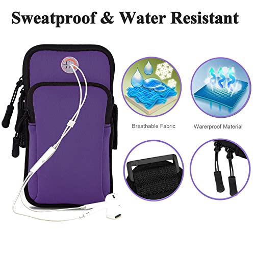 Phone Armband for iPhone Running Armband Cell Phone Holder iPhone 17 16 16e 15 14 13 12 11 Pro Max Xs Xr X 8 Plus Mini,Galaxy S26 S25 S24 S23 S20 Note Sports Exercise Workout Arm Band Sleeve - color: 3-Purple
