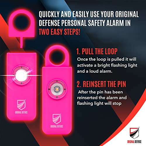 Original Defense® Siren Self-Defense Alarm - 125 dB Keychain Alarm with LED Strobe Light for Women, Children, and Elderly - Police Recommended - (Magenta, 1 Count) - color: Magenta