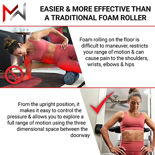 Mobility Wall- Stand Up Door Mounted Smooth Foam Roller for Soft Tissue Massage & Muscle Recovery for Exercise, Includes 1 Trigger Point Attachments - style: Standard