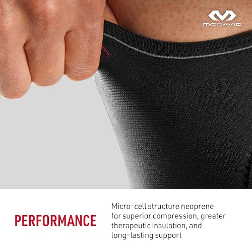 McDavid Knee Compression Sleeves. Lightweight Neoprene Support, Men/Women, for Left & Right Knee, Fits Men & Women, Includes 1 Sleeve, Black - size: Large