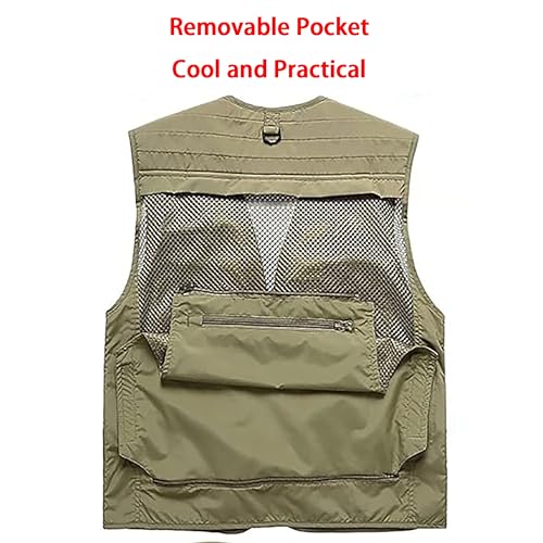 Saukiee Mens Vest Lightweight Vest Men Fishing Travel Work Pesca Safari Combat Hunting Cargo Vest Jacket with Pockets M - color: Black, size: Medium