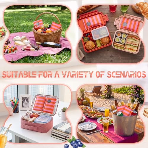 VIHOSE 2 Pcs Ice Packs for Lunch Box Bag - color: Pink, Orange, style: Stripe