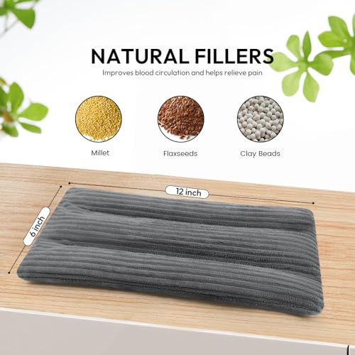Microwave Heating Pad 6 x 12 Heating Pad Microwave, Microwave Bean Bag Heating Pad for Neck and Shoulders, Moist Heat Pack Pillow Warm Compress for Muscles, Joints, Abdomen (Dark Gray) - 2 Pack - color: 6 X 12" Dark Gray - 2 Pack