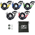Valor Fitness Resistance Bands - 5lb to 25lbs - Carabiners Attached & 2 Bands per Weight Option with Handles– Sheath Covered - Strength Training New Compact 39" Design - Wall Door Rack Mount Options - color: Black -RTS-WALLattb