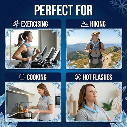 CoolTimeUSA Neck Cooling Tube | Wearable Cooling Neck Wraps for Summer Heat I Hands Free Cold Pack | Reusable Cooler (Blue) - color: Blue