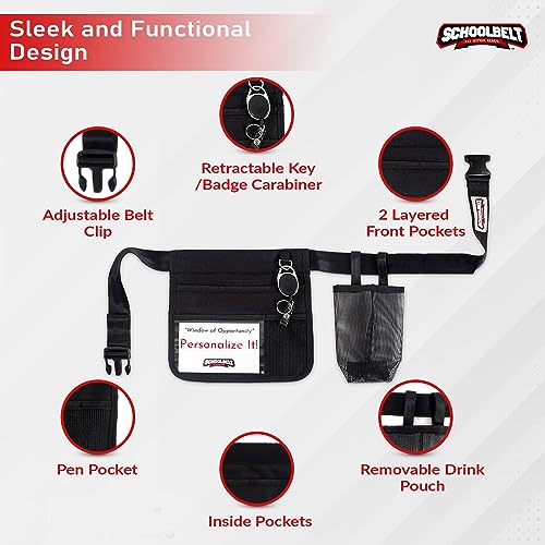 Mini -Premium Hip/Waist Pouch/Belt Clip / 6 Pocket -2-Sided/Drink Pouch/Key Carabiner/ID Sleeve (Up to 54" Waist) - size: Up to 54" Waist