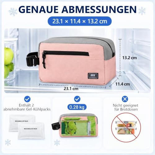MIER Small Freezable Snack Bags Frozen Mini Cooler with 2 Gel Packs, Pink - color: Pink/Grey
