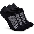 Busy Socks No Show Thin Merino Wool Blend Running Socks with Non-Slip Grips - color: 3 Pairs Black, size: Small-Medium