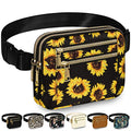 Capolo Fanny Packs for Women 4 Zip Pocket Crossbody Belt Bag Waist Bags - color: Sunflower, size: Medium