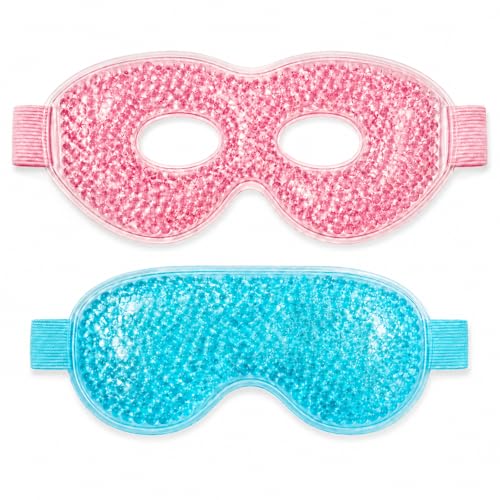 2Pack Cooling Eye Mask for Puffy Eyes, Gel Eye Mask for Cold Ice Packs After Surgery, Reusable Frozen Eye Mask for Dark Circles Migraines Relief and Allergies, Warm Compress Eye pads for Dry eyes