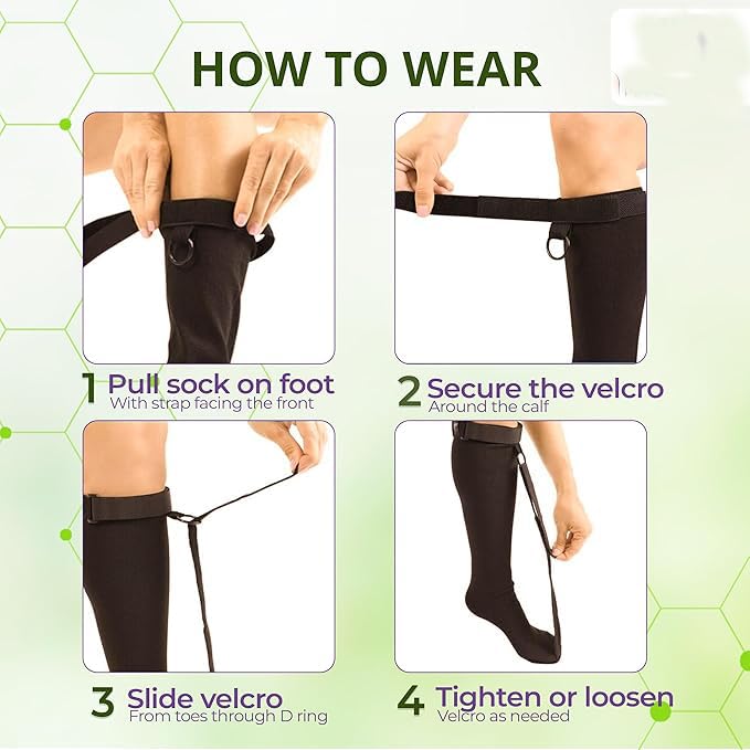 Plantar Fasciitis Stretch Sock Calf Night Relief for Heel High Arch Pain - size: Large