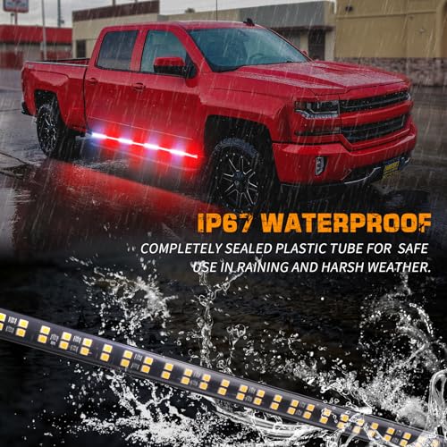 XRIDONSEN 2PCS 70 inch Running Board Lights, 864 LED Strobe Lights - color: Red/White
